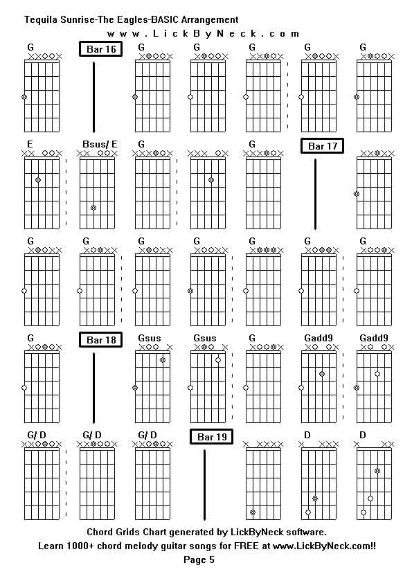 Chord Grids Chart of chord melody fingerstyle guitar song-Tequila Sunrise-The Eagles-BASIC Arrangement,generated by LickByNeck software.